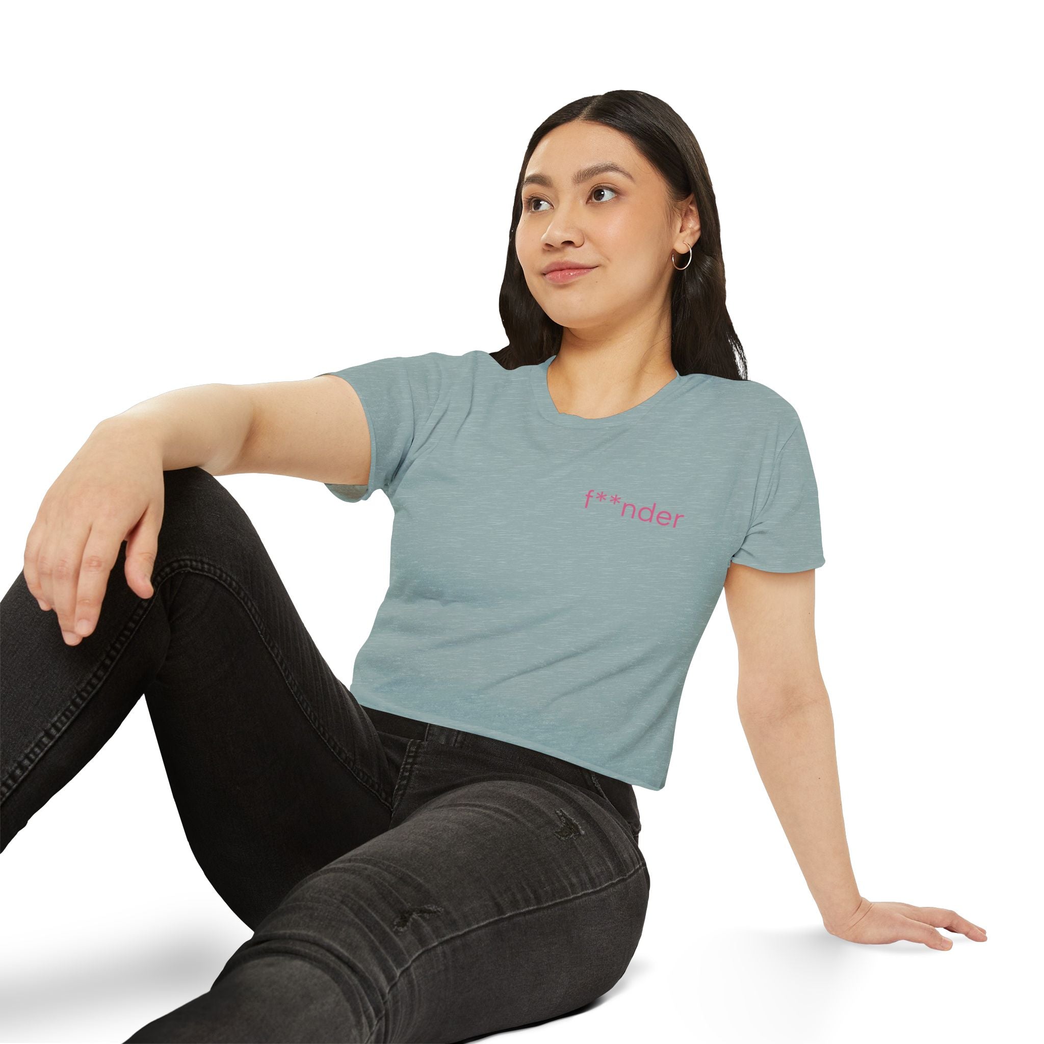 Women's Crop Top — 'f**nder' Minimal Pink Festival Tee