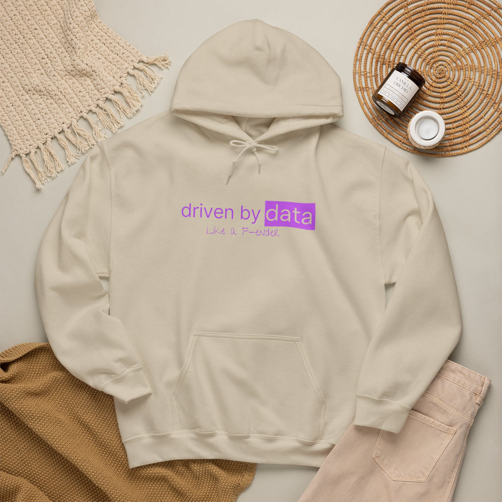 Data Hoodie — "driven by data" Minimal Tech Graphic Hooded Sweatshirt