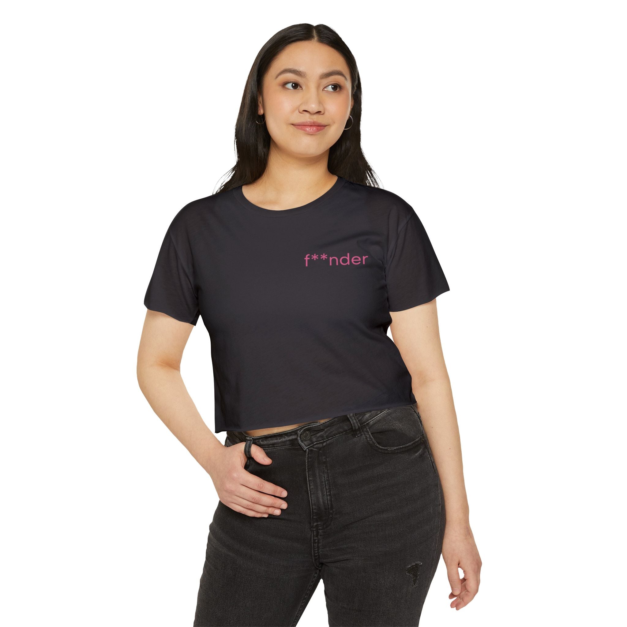 Women's Crop Top — 'f**nder' Minimal Pink Festival Tee