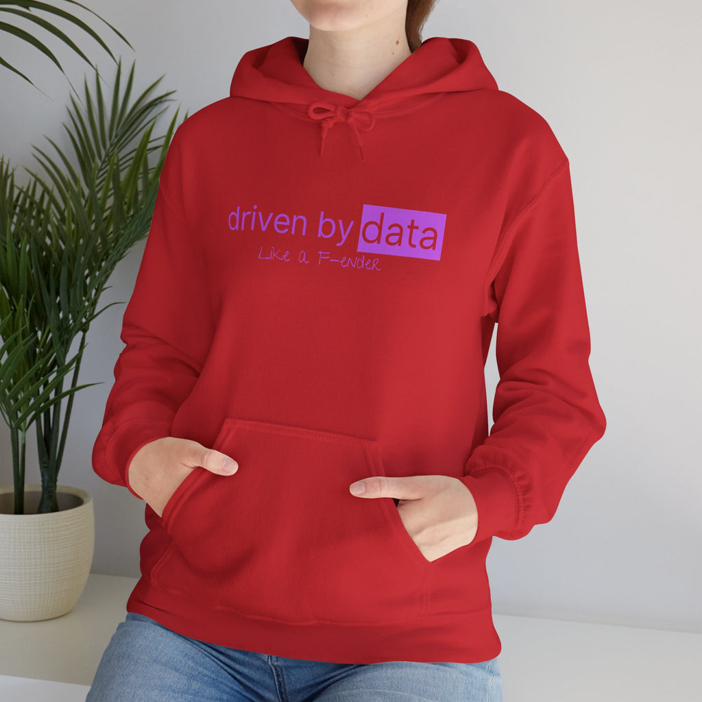 Data Hoodie — "driven by data" Minimal Tech Graphic Hooded Sweatshirt