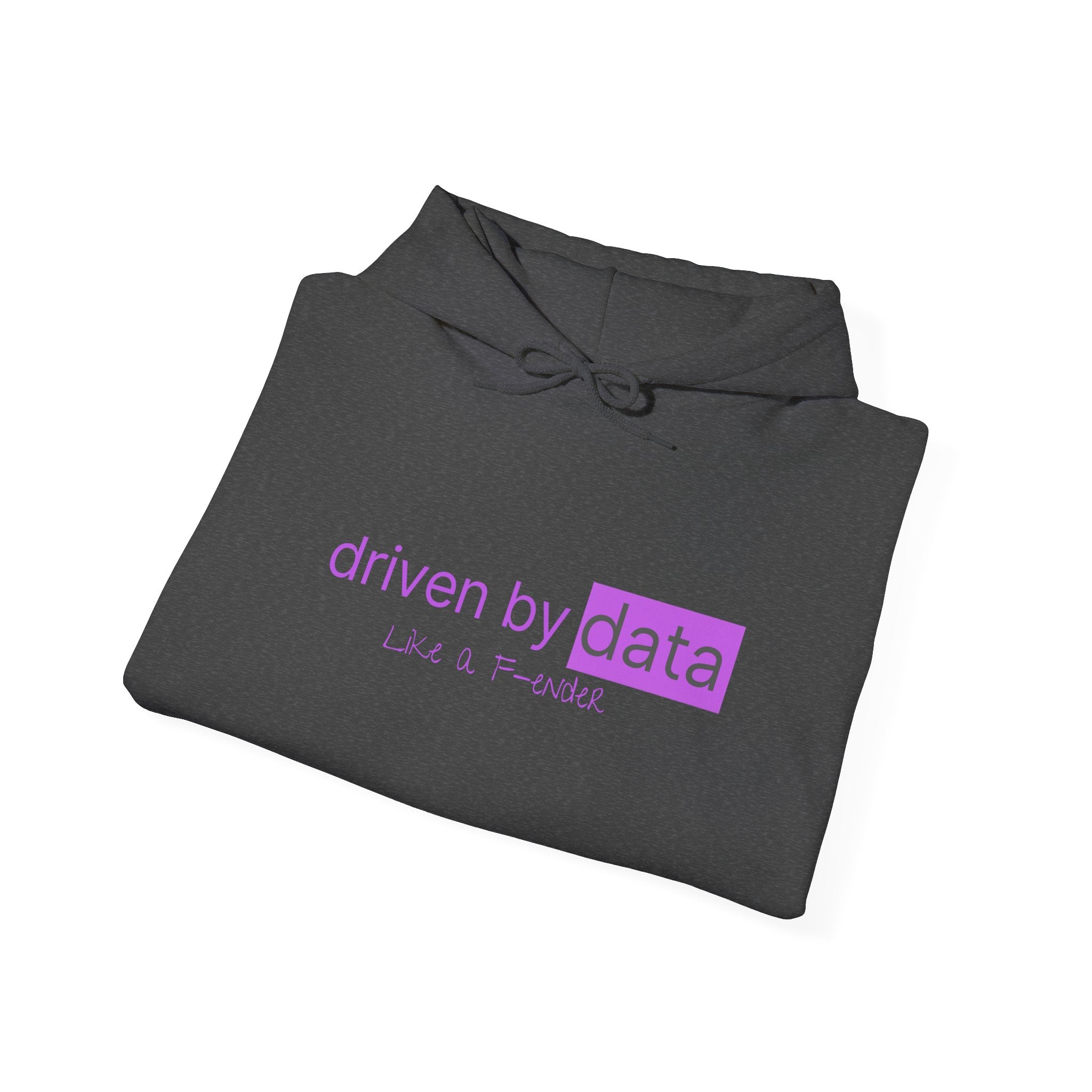 Data Hoodie — "driven by data" Minimal Tech Graphic Hooded Sweatshirt