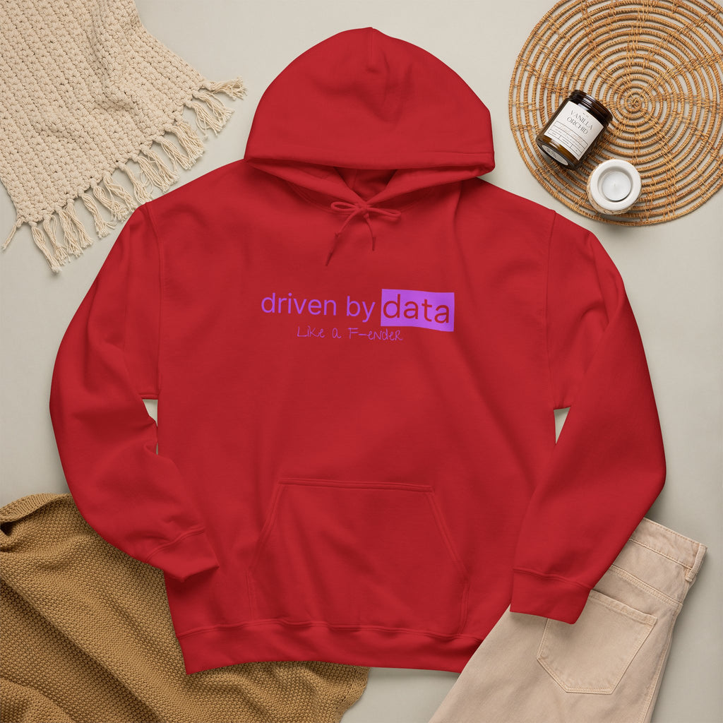 Data Hoodie — "driven by data" Minimal Tech Graphic Hooded Sweatshirt