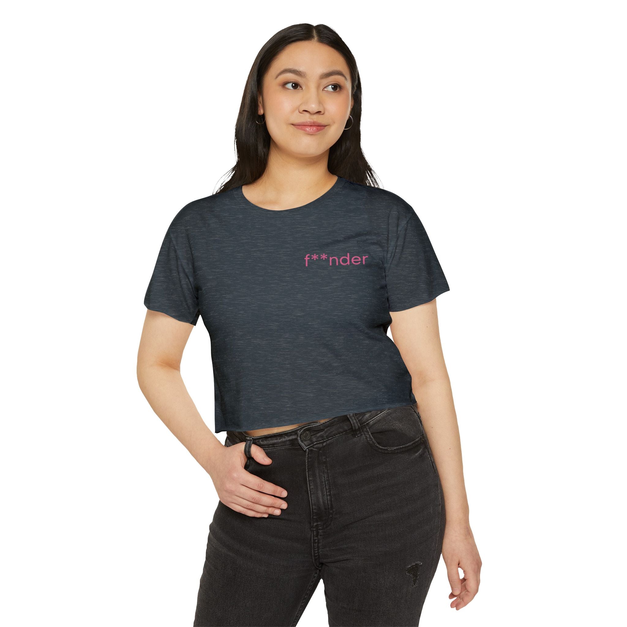Women's Crop Top — 'f**nder' Minimal Pink Festival Tee