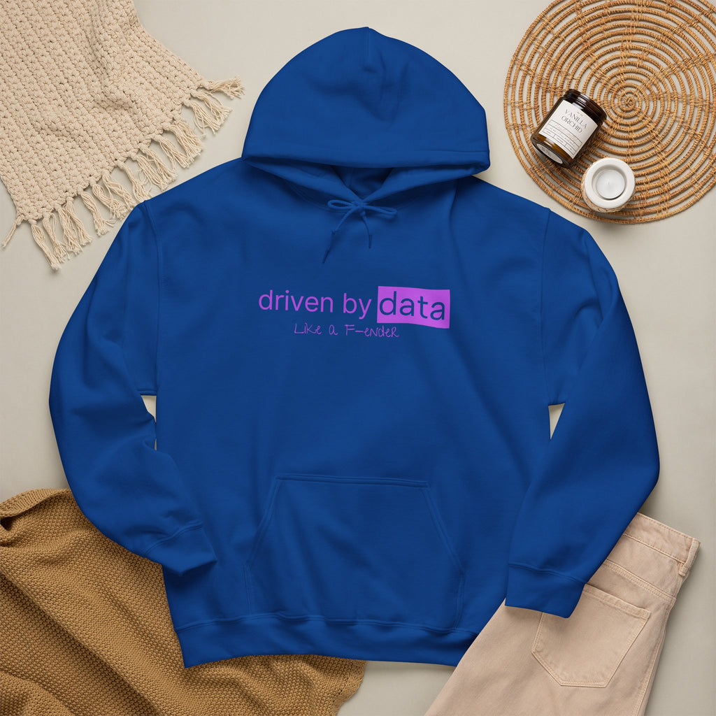 Data Hoodie — "driven by data" Minimal Tech Graphic Hooded Sweatshirt