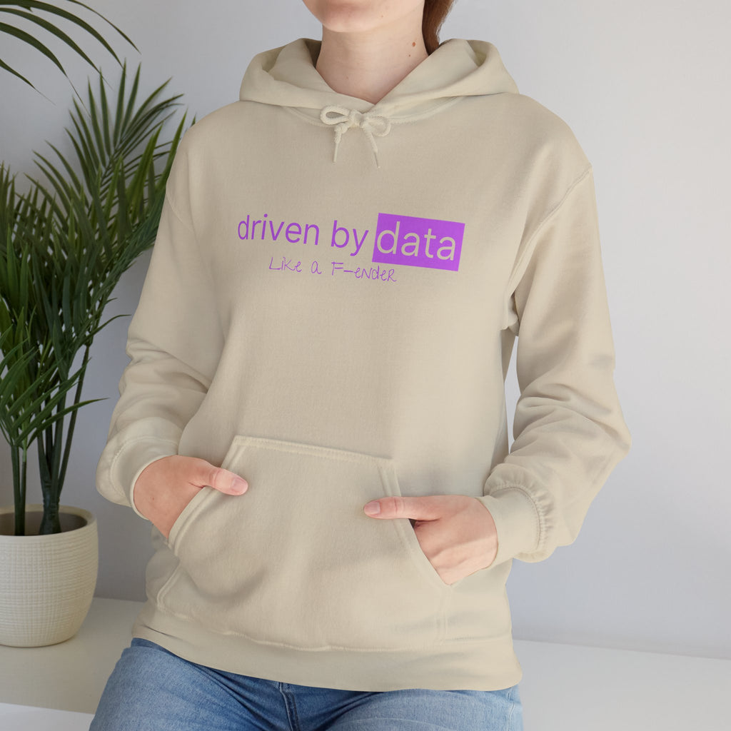 Data Hoodie — "driven by data" Minimal Tech Graphic Hooded Sweatshirt