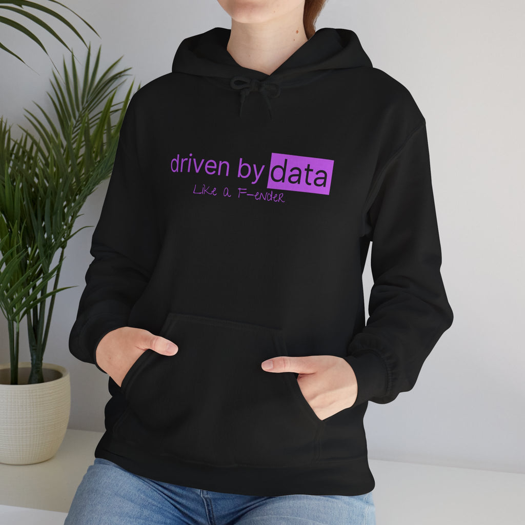 Data Hoodie — "driven by data" Minimal Tech Graphic Hooded Sweatshirt
