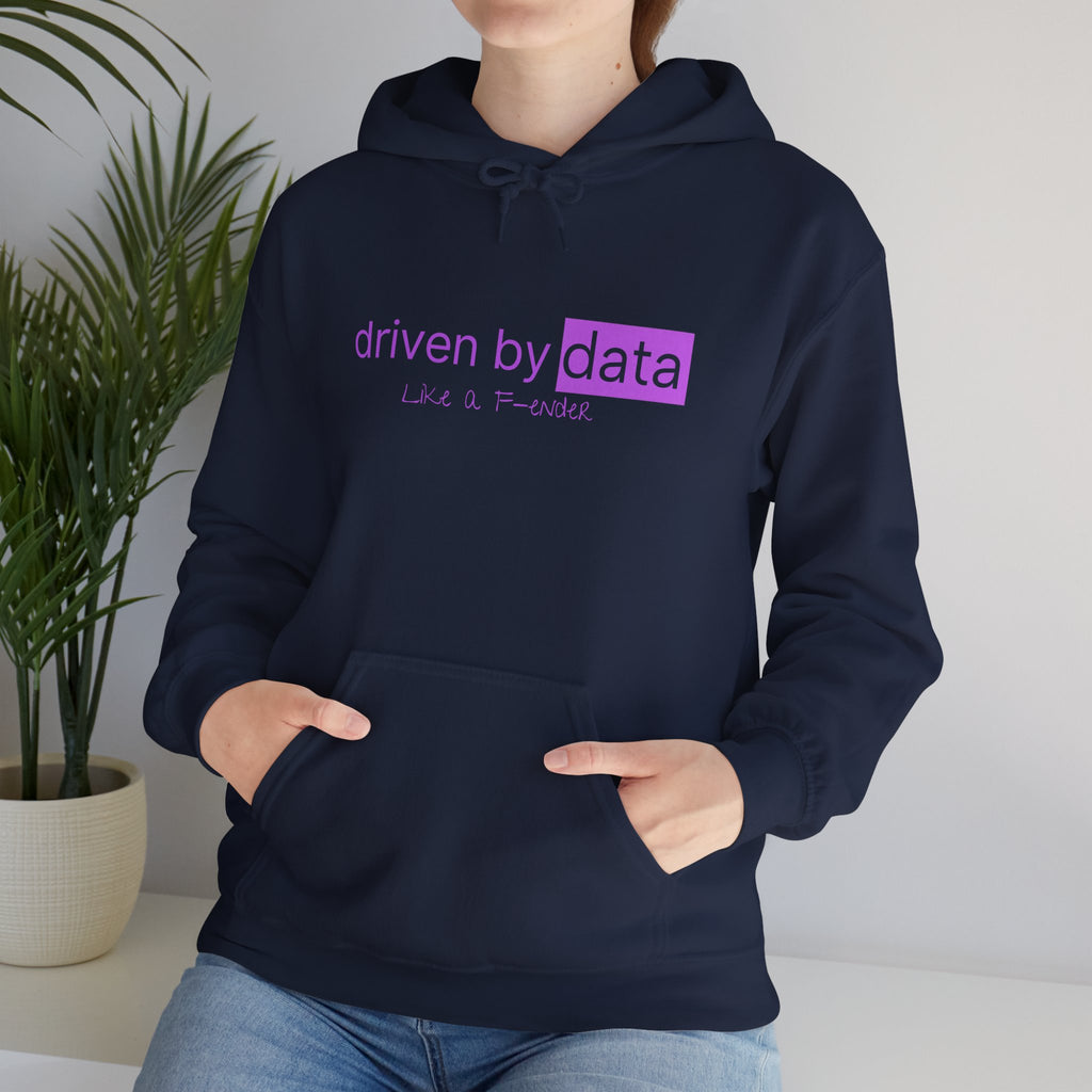 Data Hoodie — "driven by data" Minimal Tech Graphic Hooded Sweatshirt