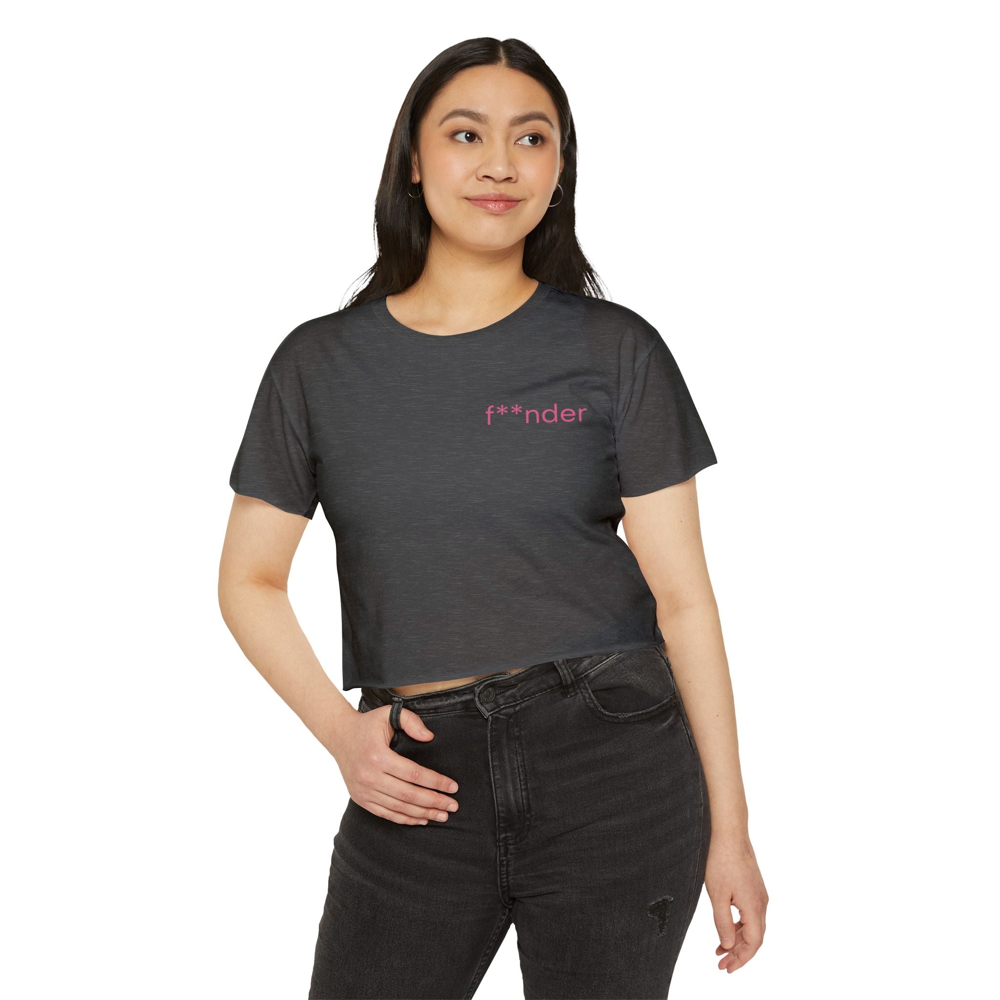 Women's Crop Top — 'f**nder' Minimal Pink Festival Tee