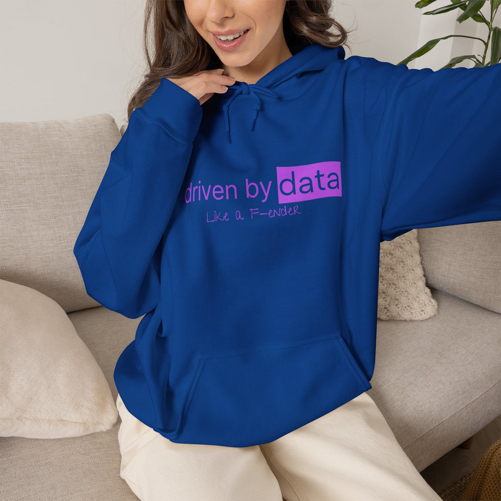 Data Hoodie — "driven by data" Minimal Tech Graphic Hooded Sweatshirt