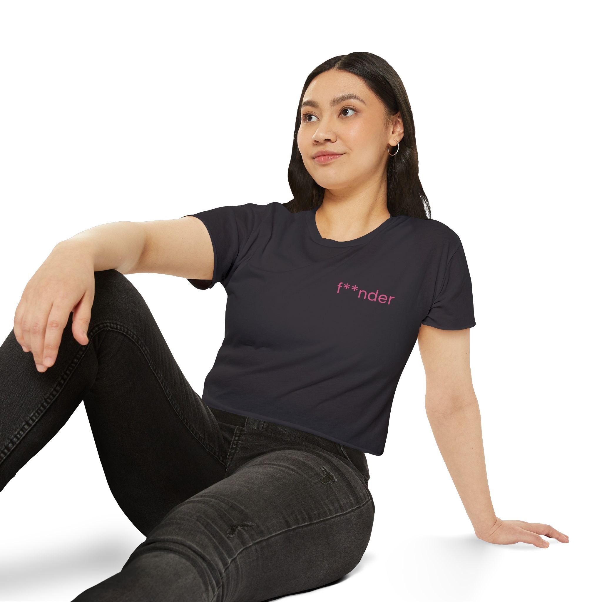 Women's Crop Top — 'f**nder' Minimal Pink Festival Tee