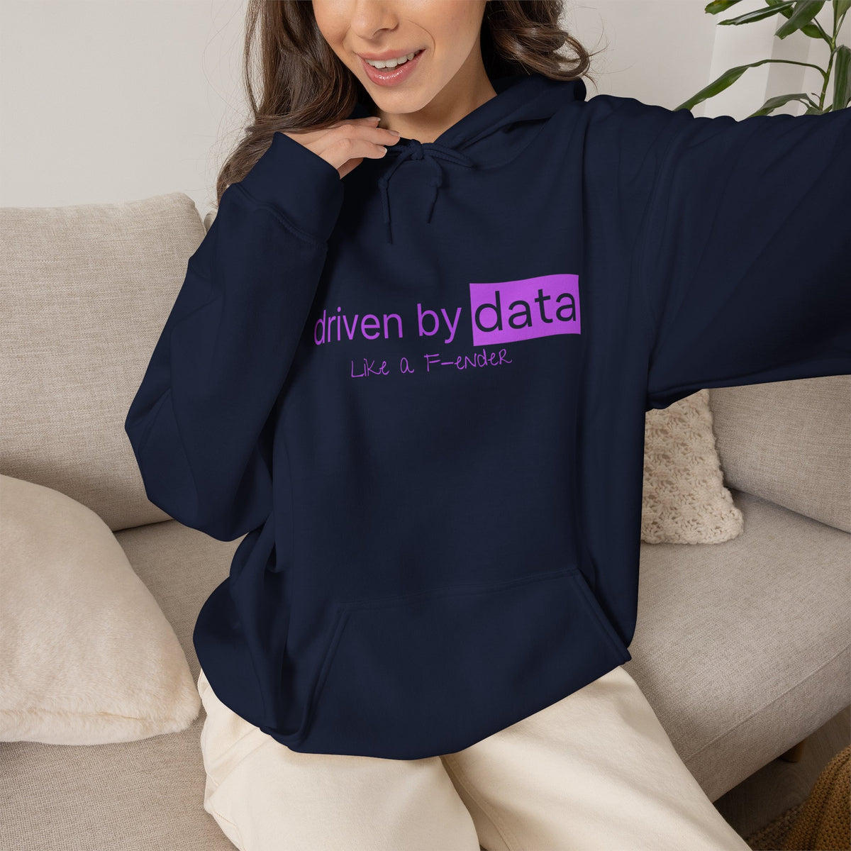 Data Hoodie — "driven by data" Minimal Tech Graphic Hooded Sweatshirt