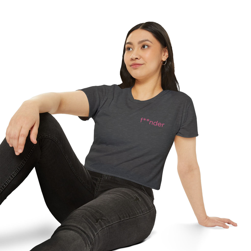 Women's Crop Top — 'f**nder' Minimal Pink Festival Tee