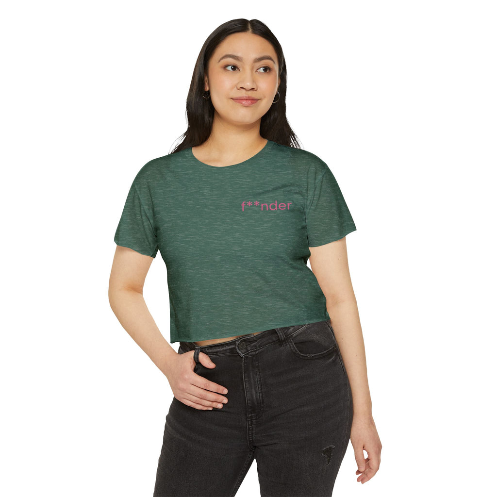 Women's Crop Top — 'f**nder' Minimal Pink Festival Tee