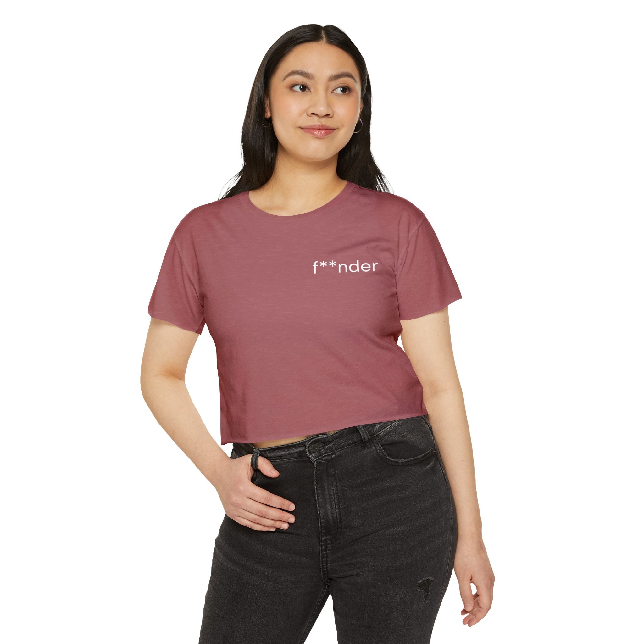 Women's Crop Top — 'f**nder' Minimal Pink Festival Tee
