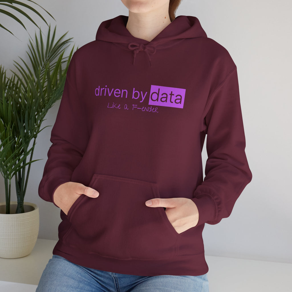 Data Hoodie — "driven by data" Minimal Tech Graphic Hooded Sweatshirt