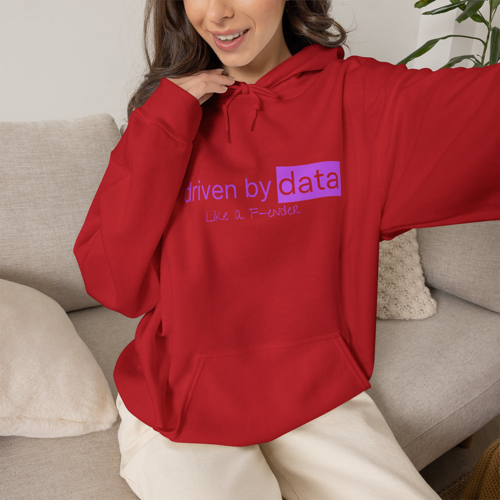 Data Hoodie — "driven by data" Minimal Tech Graphic Hooded Sweatshirt