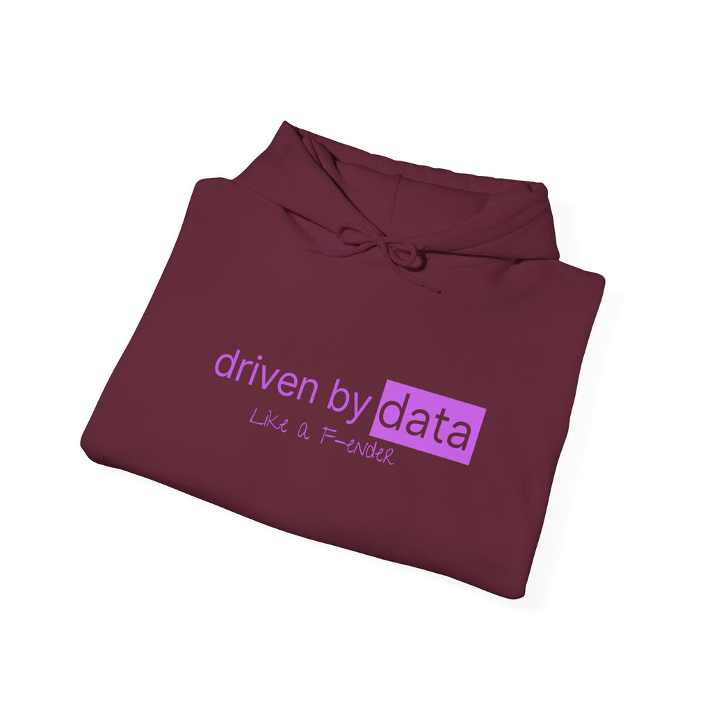 Data Hoodie — "driven by data" Minimal Tech Graphic Hooded Sweatshirt