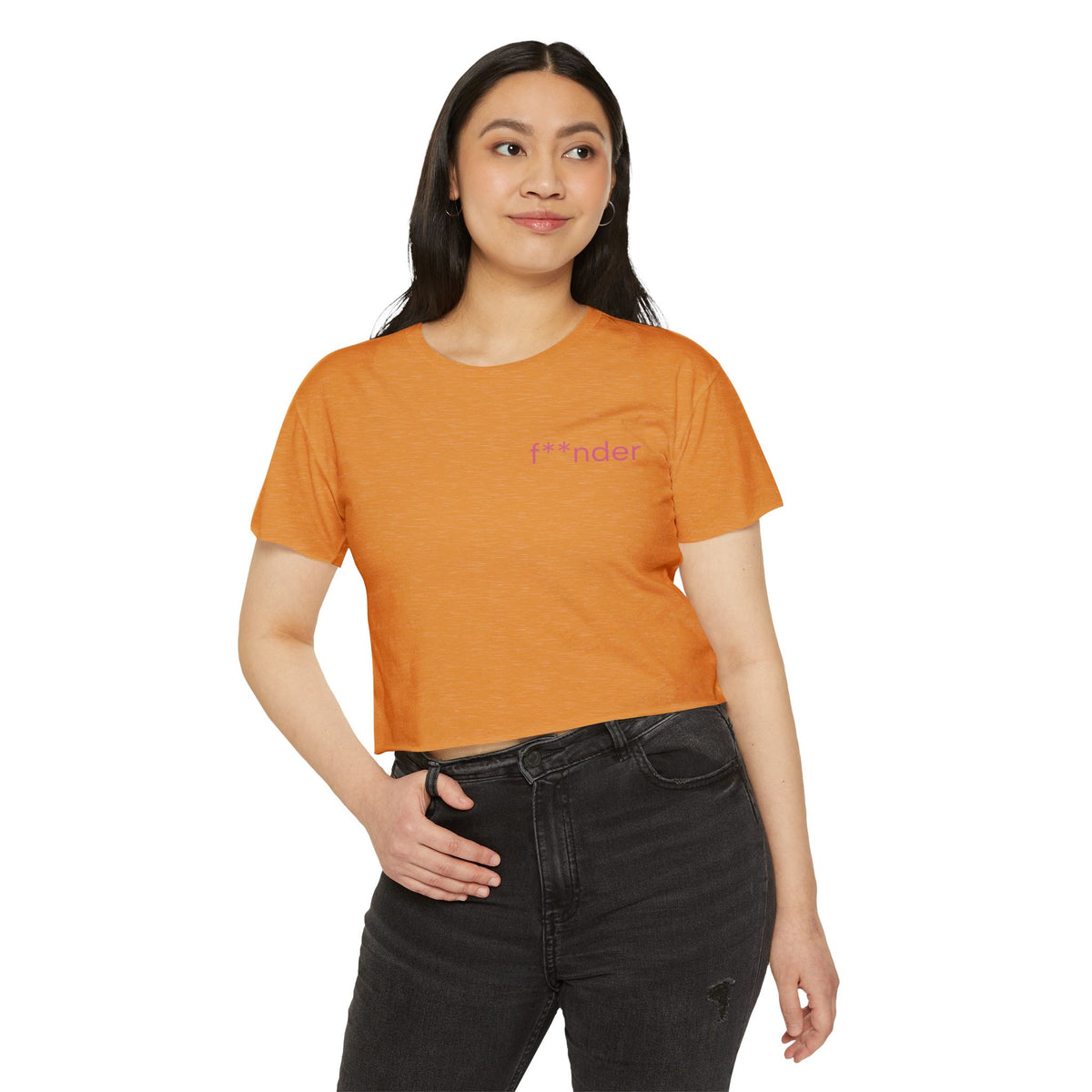 Women's Crop Top — 'f**nder' Minimal Pink Festival Tee