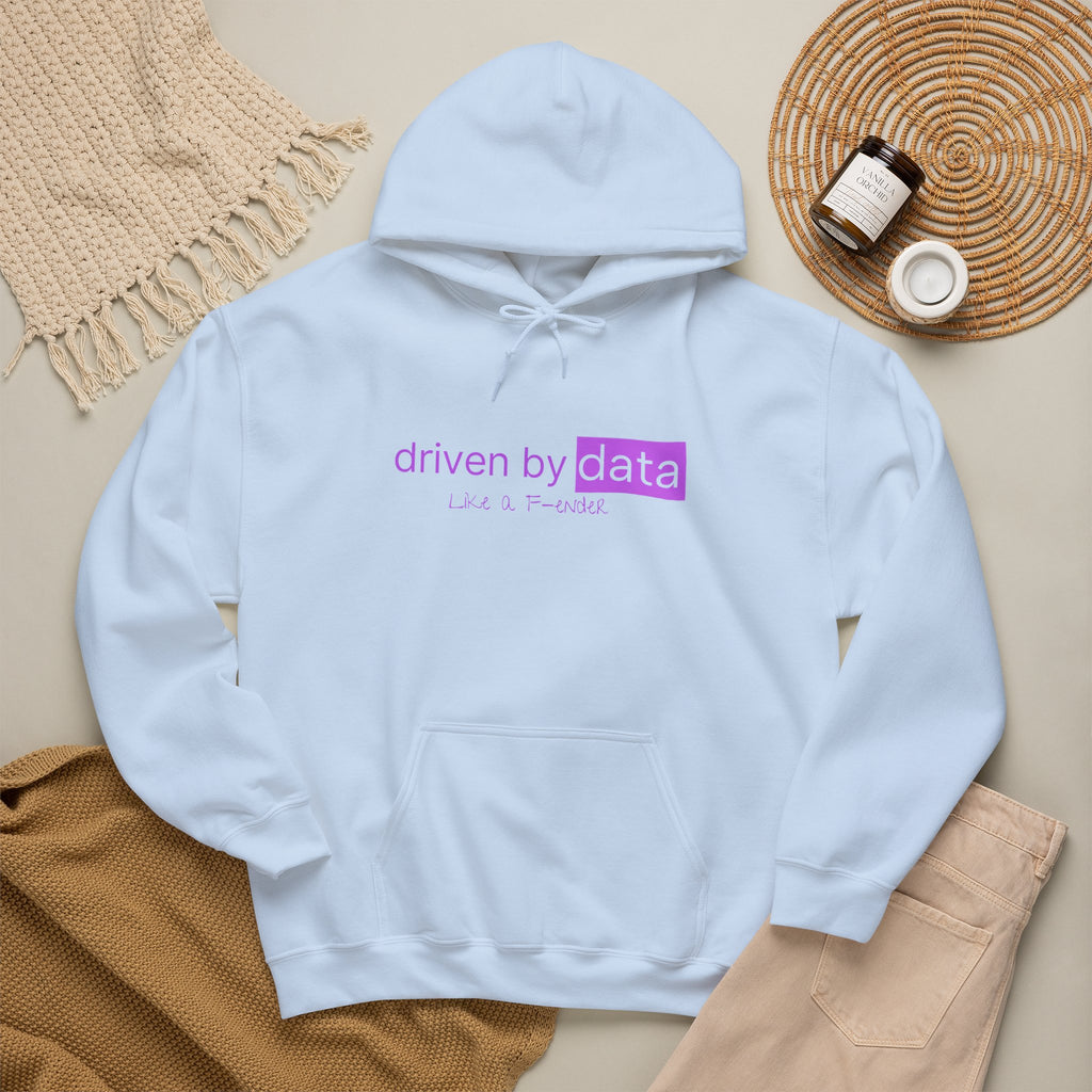 Data Hoodie — "driven by data" Minimal Tech Graphic Hooded Sweatshirt