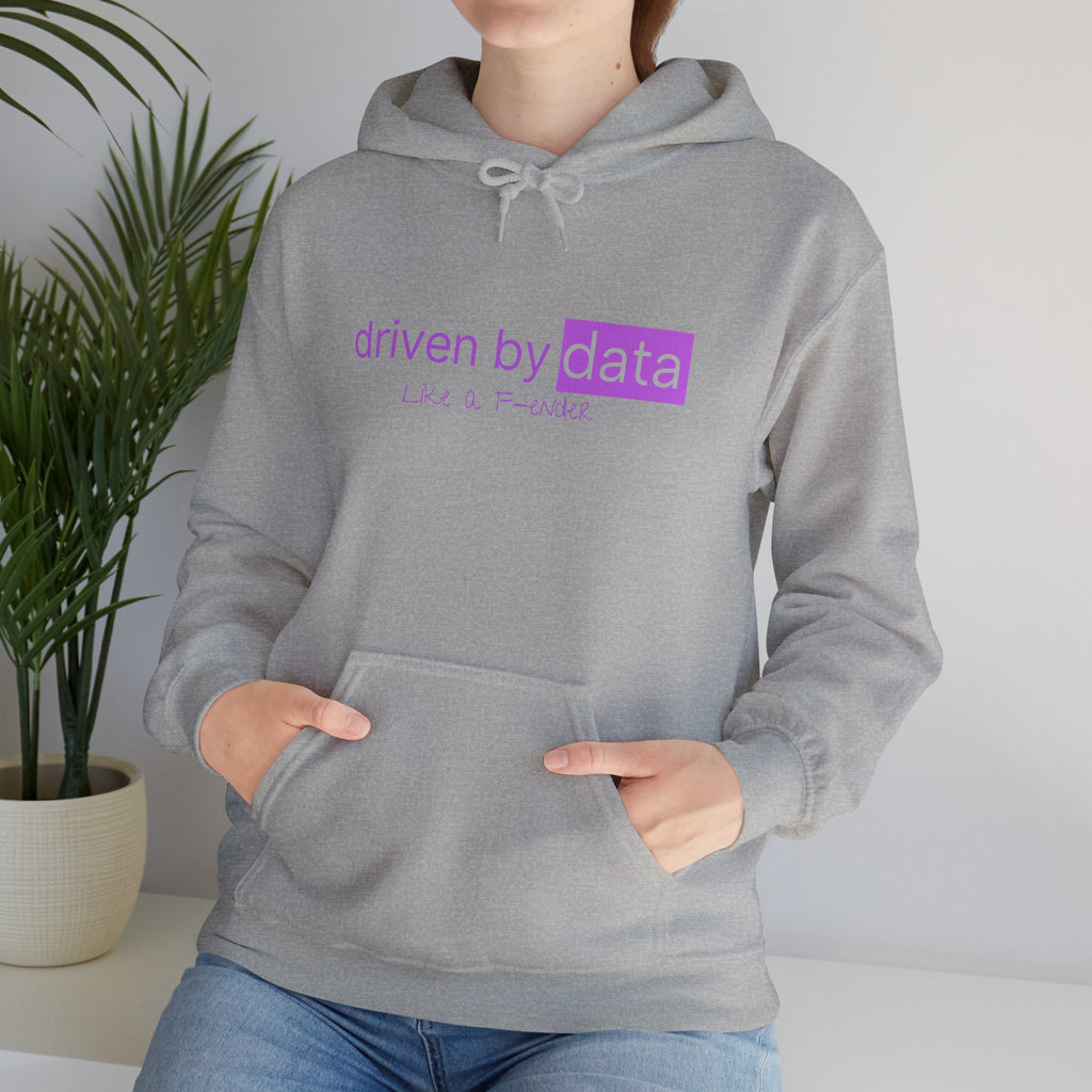 Data Hoodie — "driven by data" Minimal Tech Graphic Hooded Sweatshirt