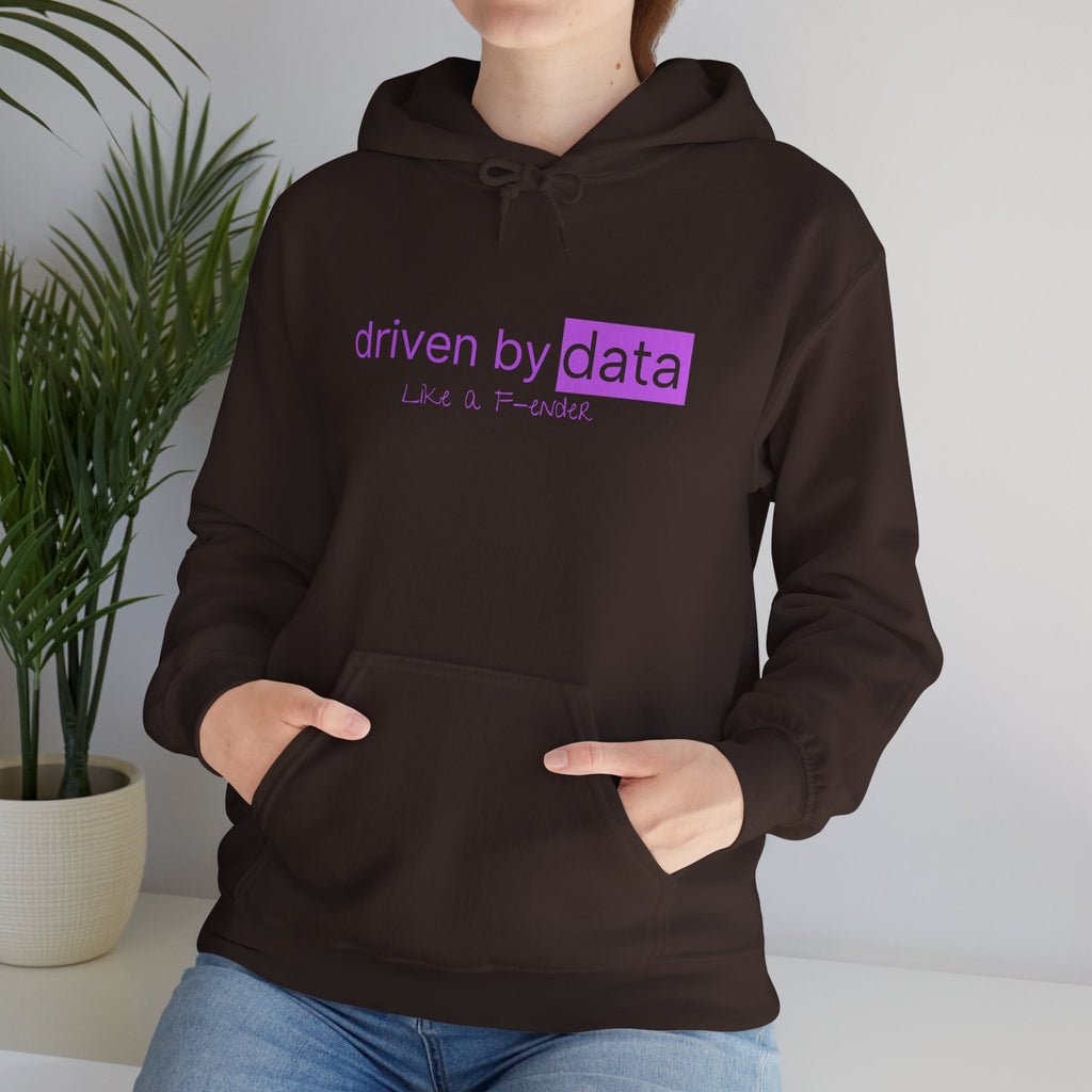 Data Hoodie — "driven by data" Minimal Tech Graphic Hooded Sweatshirt