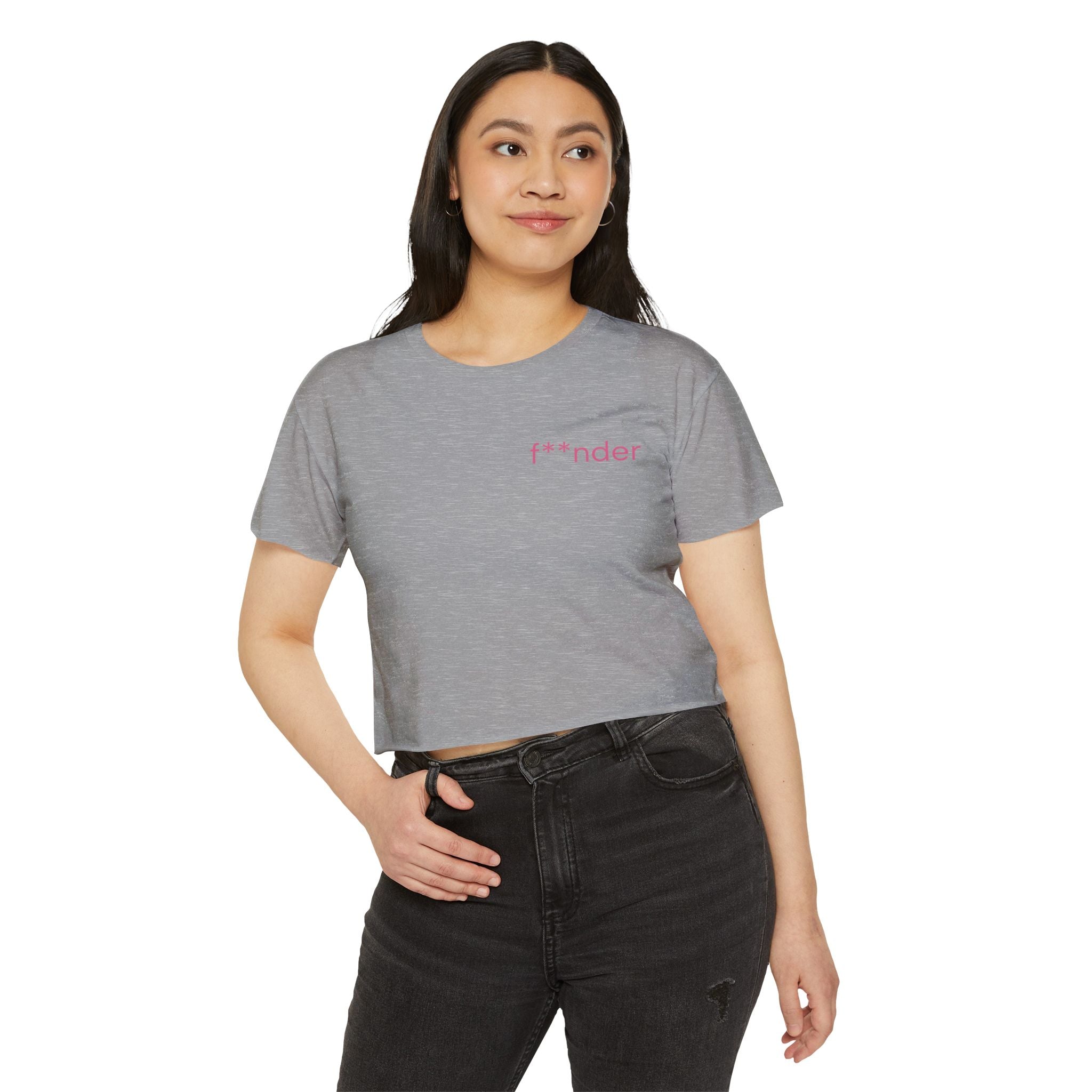 Women's Crop Top — 'f**nder' Minimal Pink Festival Tee
