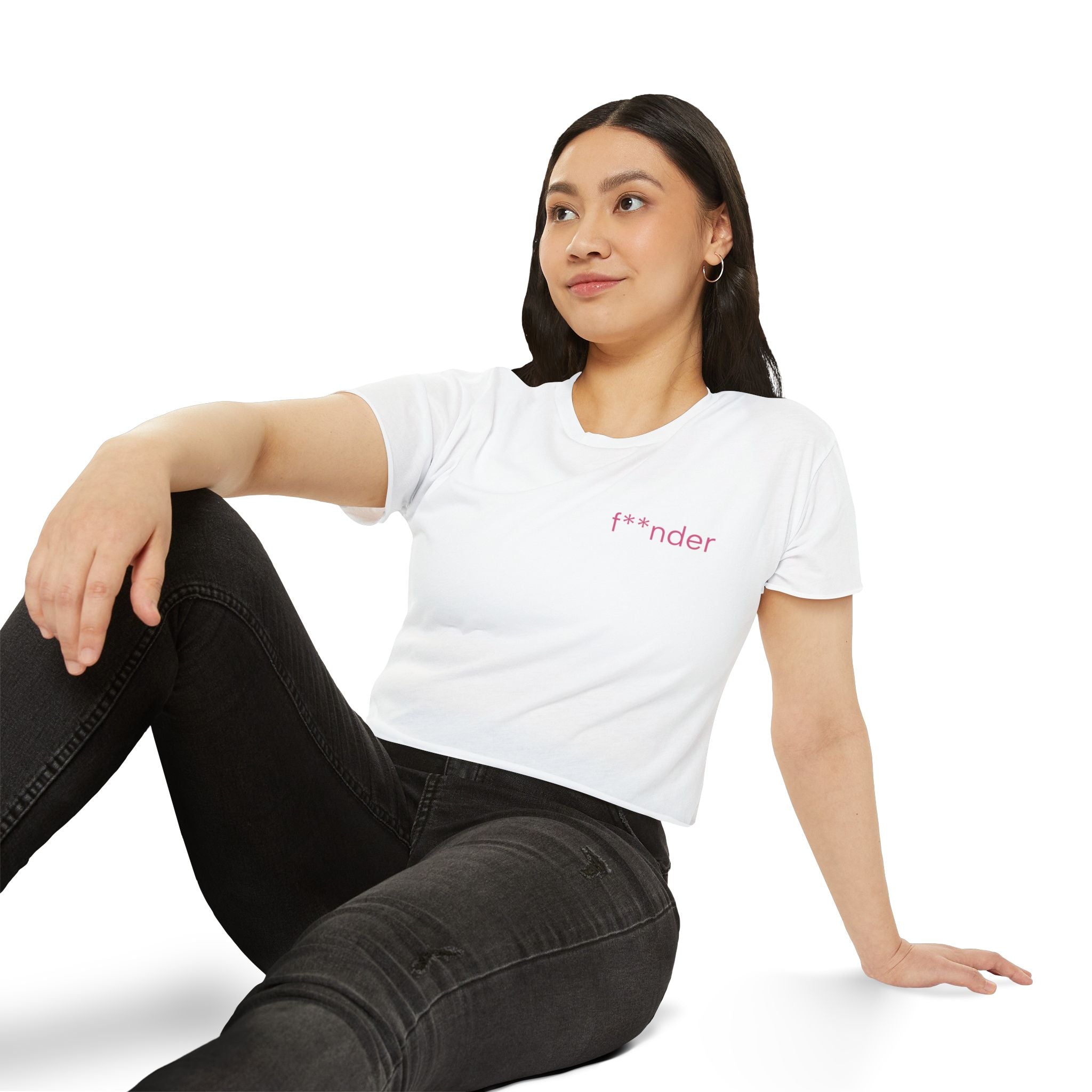Women's Crop Top — 'f**nder' Minimal Pink Festival Tee