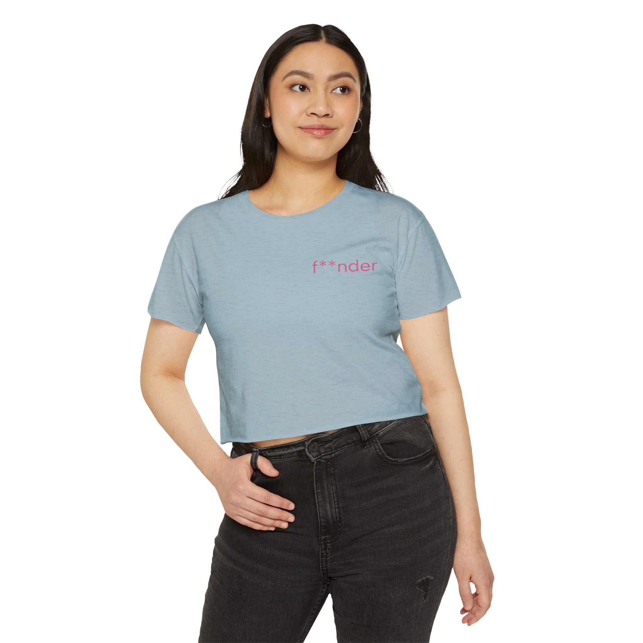 Women's Crop Top — 'f**nder' Minimal Pink Festival Tee