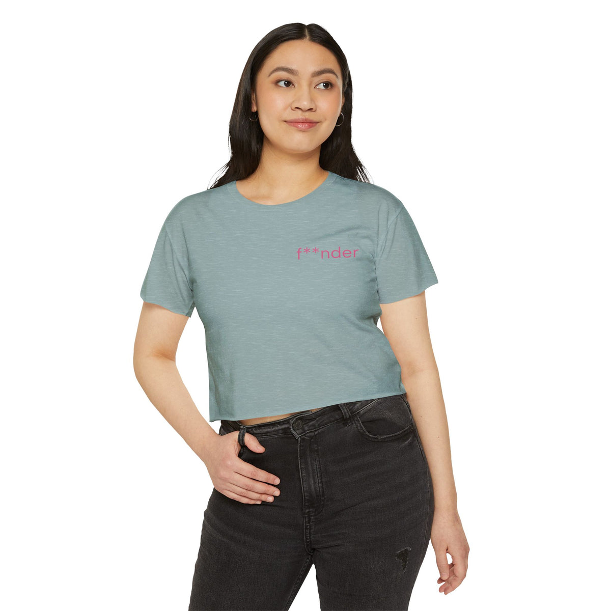 Women's Crop Top — 'f**nder' Minimal Pink Festival Tee