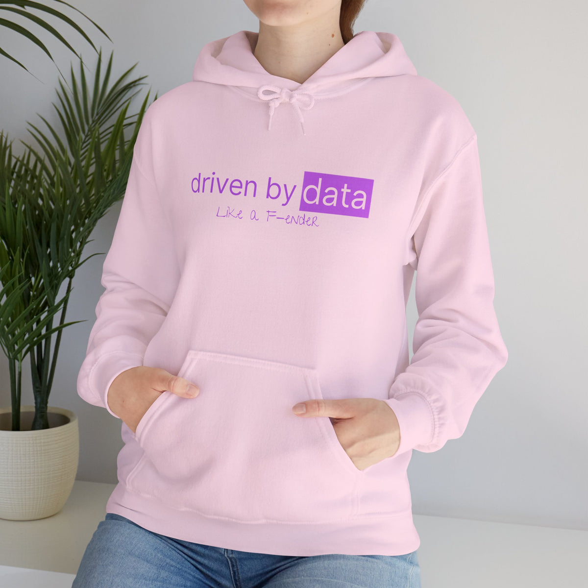 Data Hoodie — "driven by data" Minimal Tech Graphic Hooded Sweatshirt