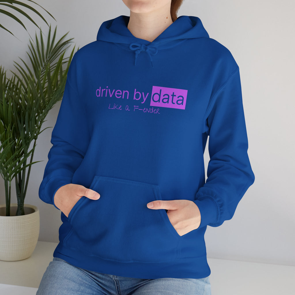 Data Hoodie — "driven by data" Minimal Tech Graphic Hooded Sweatshirt