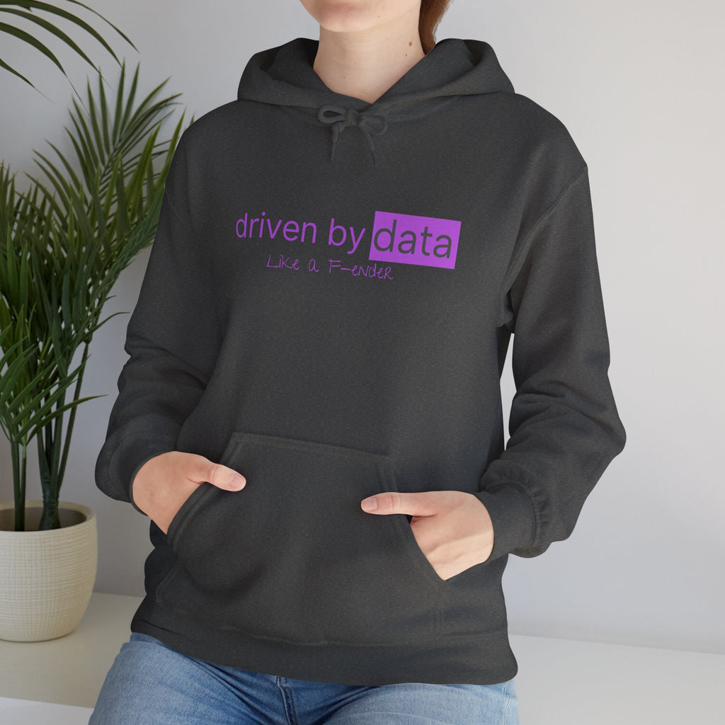Data Hoodie — "driven by data" Minimal Tech Graphic Hooded Sweatshirt