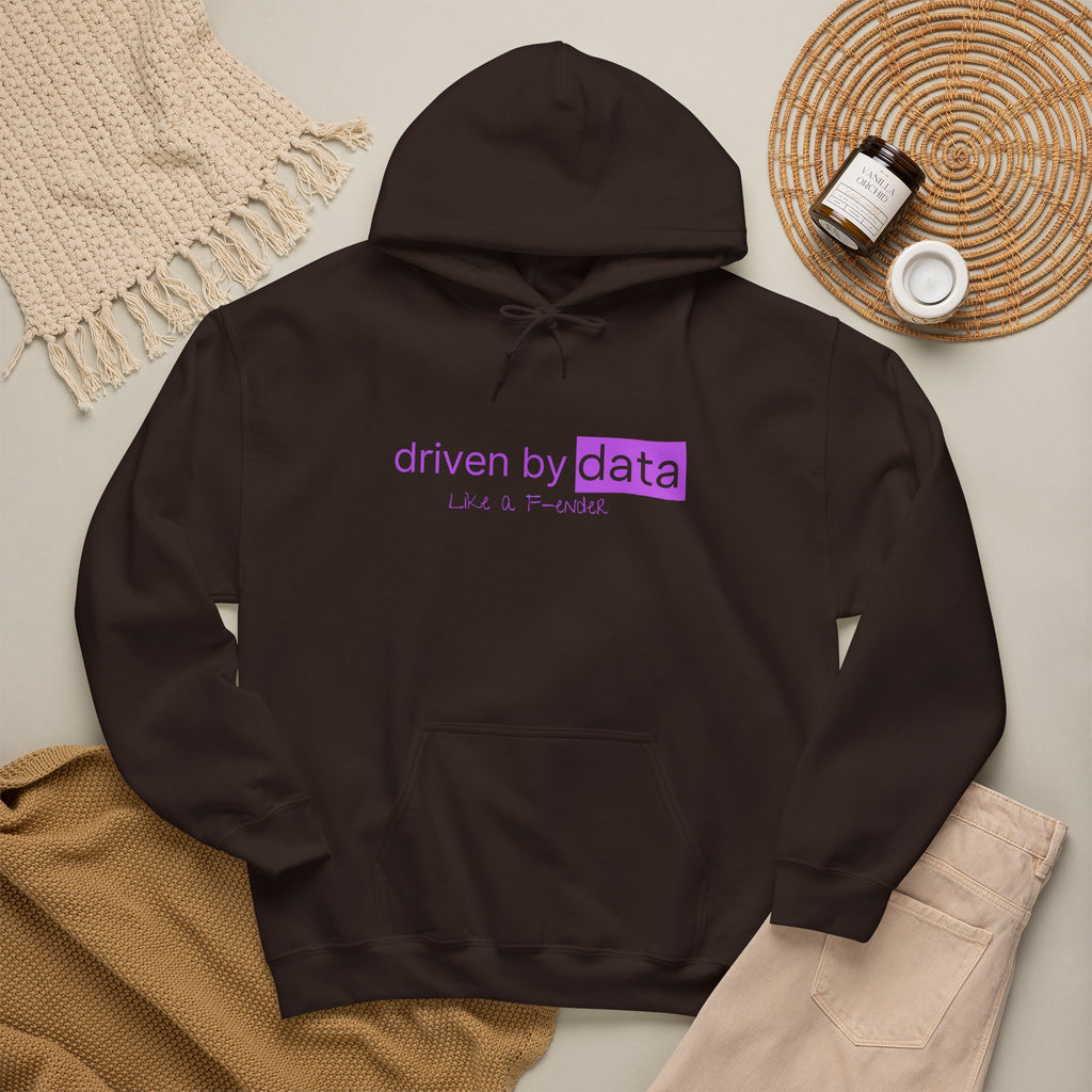 Data Hoodie — "driven by data" Minimal Tech Graphic Hooded Sweatshirt