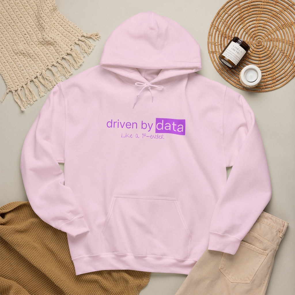 Data Hoodie — "driven by data" Minimal Tech Graphic Hooded Sweatshirt